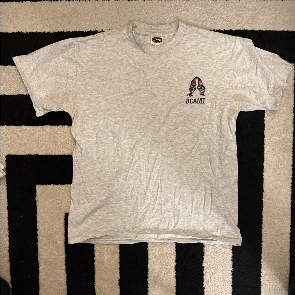 Gray Men's Graphic T-Shirt - Indigenous Canadian Print - American Heavy Blank